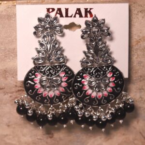 Oxidised Kundan Meenakari Black