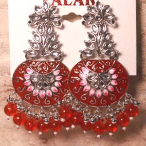 Oxidised Kundan Meenakari Earring