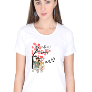 Women's Round Neck Half Sleeve T-Shirt- We Love