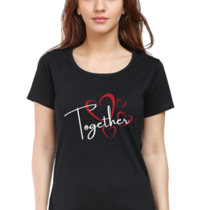 Women's Round Neck Half Sleeve T-Shirt – Together(Dark)