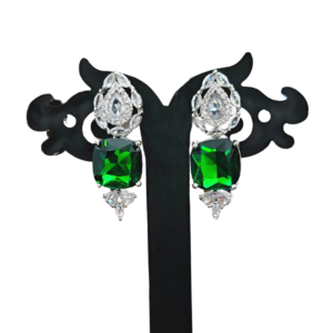 American Diamond Earring (Green Gem)