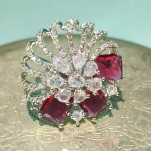 Fancy Partywear AD Ring_Red