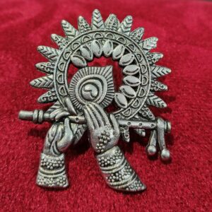 Melody and Grace: Oxidized Ring of Krishna's Flute and Peacock Feather