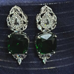 American Diamond Earring (Green Gem)