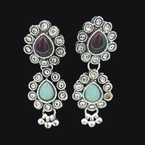 Multi Colour Oxidised Necklace Set_Earrings