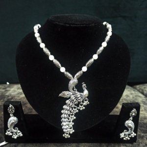 Oxidised Long Design Peacock Jewellery Set