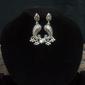 Oxidised Long Design Peacock Jewellery Set_Earring
