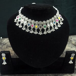 Oxidised Necklace Set Multi ColourYellow