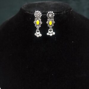 Oxidised Necklace Set Multi ColourYellow_Earring