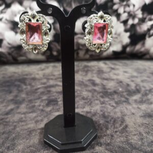 Princess Diamond Necklace Set (Pink Gems)_Earring