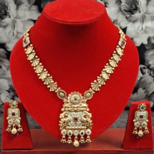 Kundan Gold-Plated Necklace Set with Matching Earrings