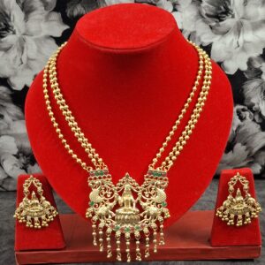 Traditional Goddess Temple Jewellery Set with Dual Chains