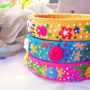 Elegant Whimsy Hand-Embroidered Bangles